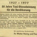 50 Jahre Taxi Walter Heinig